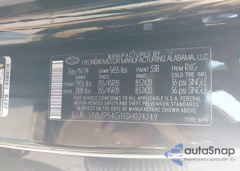 2025 Hyundai Santa Fe Hybrid Calligraphy from USA, damaged, VIN 5NMP54G11SH024249